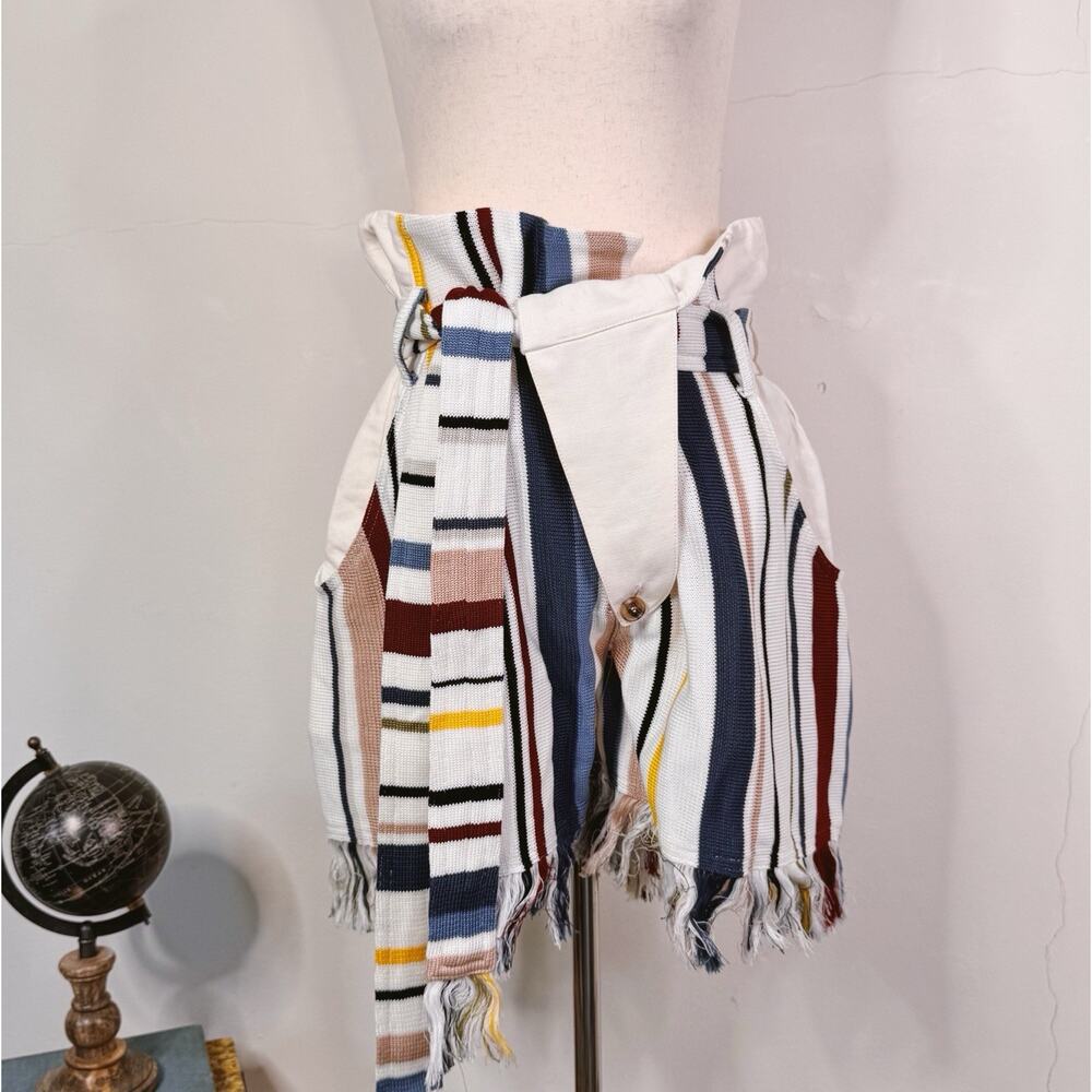 Ambush Multicolor Fringed Knit Shorts Small Striped NWT Belted Bohemian